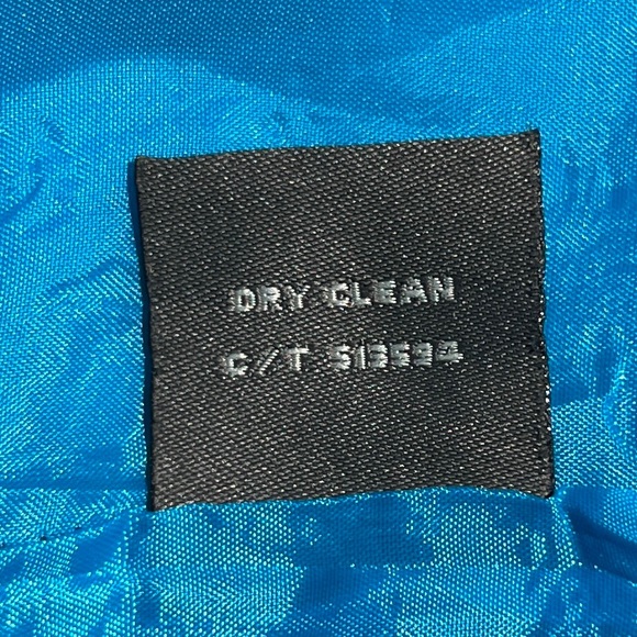 Taylor Sleeveless Ruffle Collar Sheath Dress Blue w/ Circular Textured Pattern - Picture 12 of 12